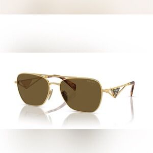 Prada Gold Frame Sunglasses with Brown Lenses